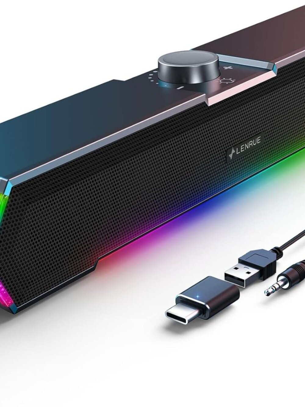 LENRUE G11 USB Computer Speaker RGB‎ Soundbar AUX Desktop PC Laptop Black